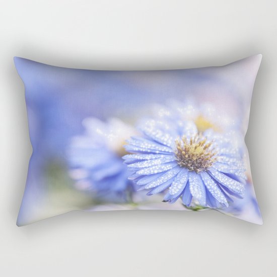Blue Aster in LOVE - Flowers Flower Floral Rectangular Pillow