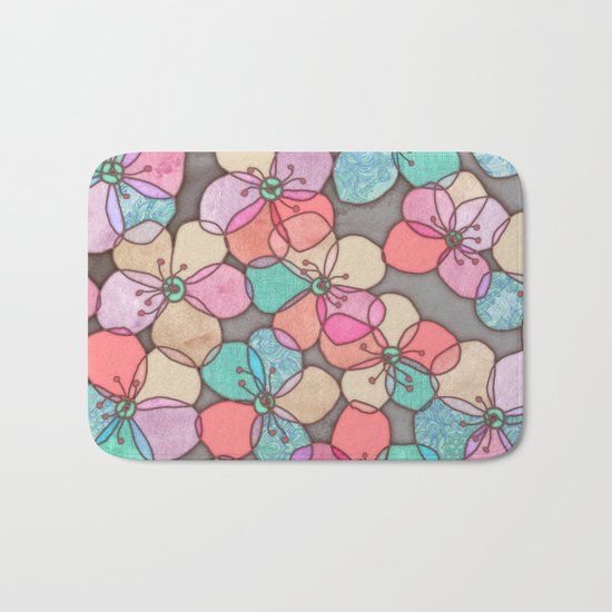 It's Always Summer Somewhere - bright poppy floral Bath Mat