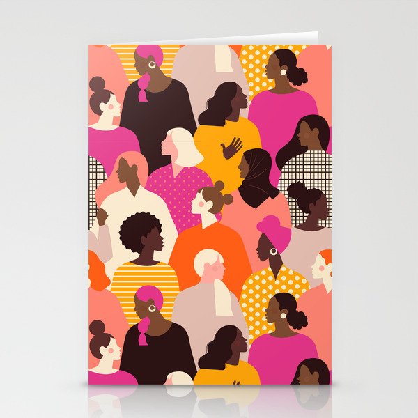 Female diverse faces pink Stationery Cards