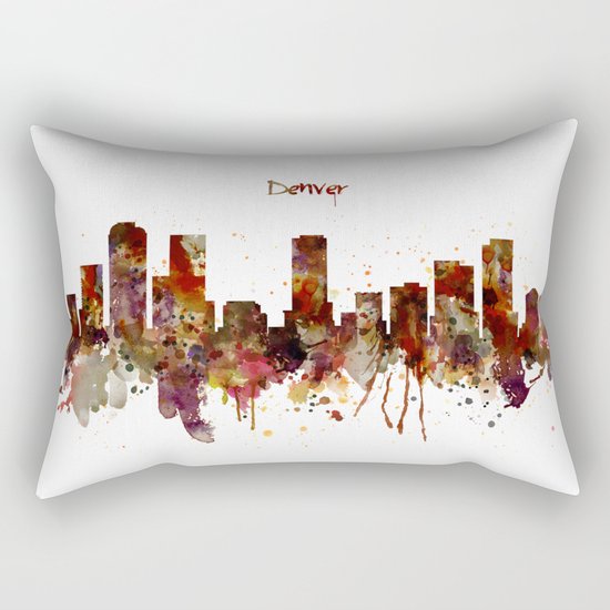 Denver Skyline Silhouette Rectangular Pillow