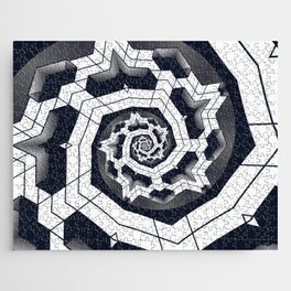 Black and white abstract vortex Jigsaw Puzzle