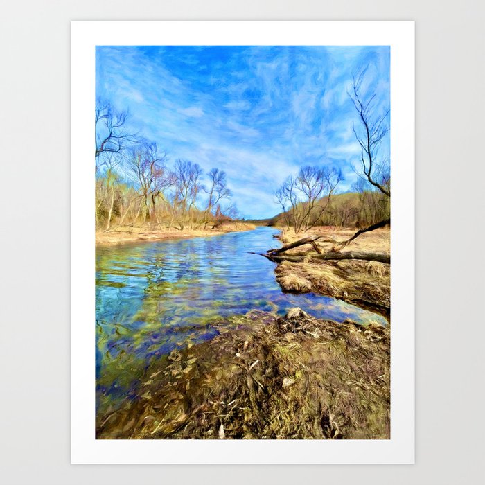 Beyond the Magic River Sky in Blue Art Print