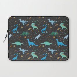 Dinosaurs in Space in Blue Laptop Sleeve