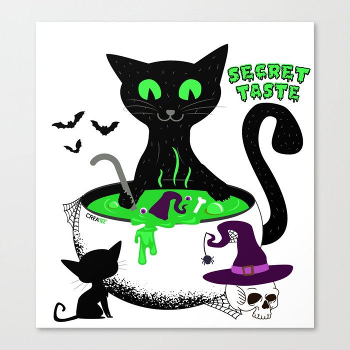 The Black Cat and His Secret Canvas Print