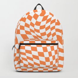 Orange And White Checkered, Orange Chess Board, Distorted Chess Backpack