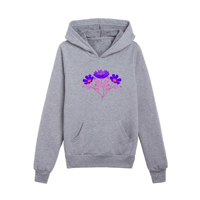 Purple wildflower bouquet floral pattern Kids Pullover Hoodie