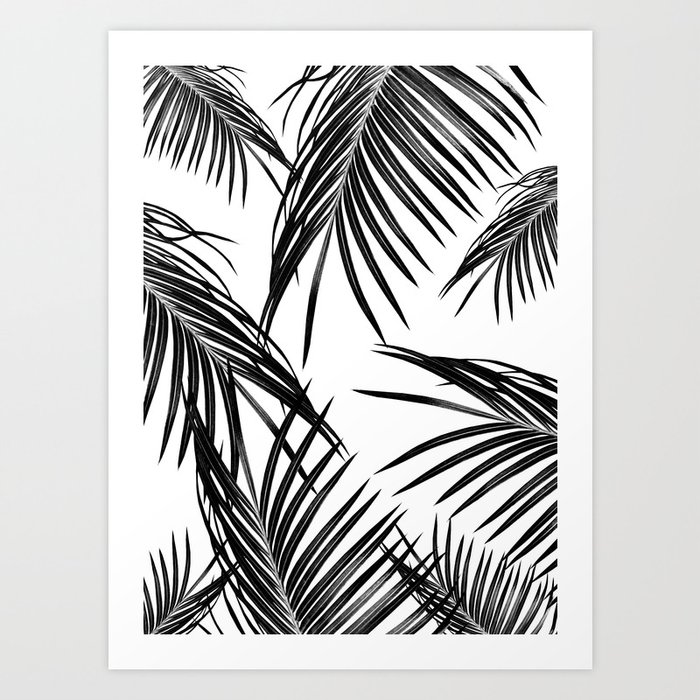 Black Palm Leaves Dream #1 #tropical #decor #art #society6 Art Print