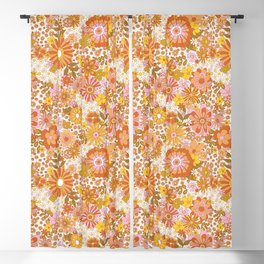 70s Floral Pattern Blackout Curtain