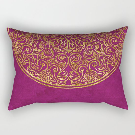 Red gold Luxury round Ornament Rectangular Pillow