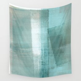 Turquoise Aqua Taupe Geometric Abstract Painting 3 Wall Tapestry