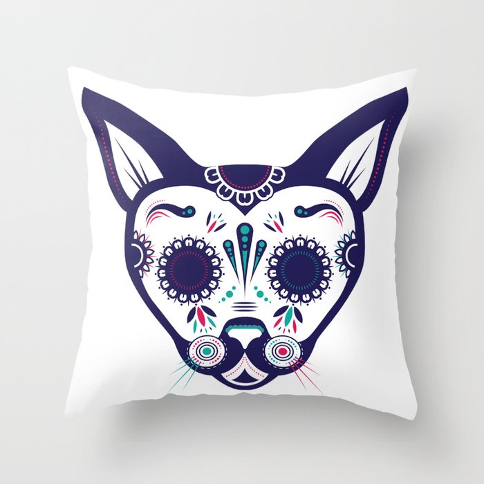 Day of the Dead Cat Throw Pillow