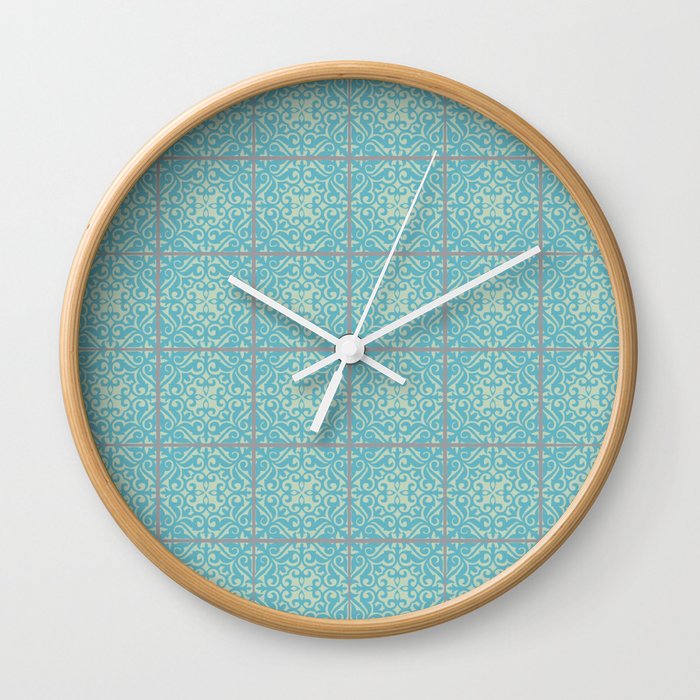 Vintage Fleur De Lis Tile In Old World Pattern Wall Clock By Vintage Fleur De Lis Tile In Old World Pattern Wall Clock