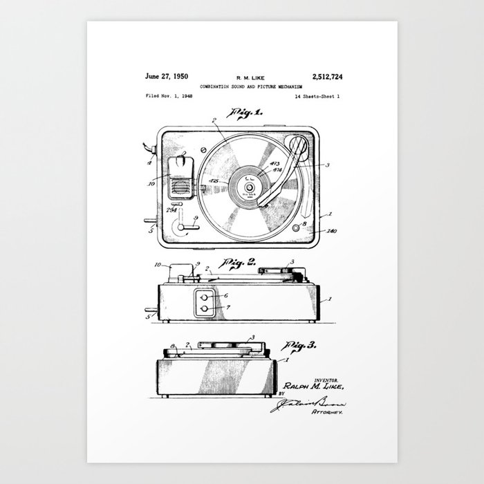 Turntable Patent Art Print