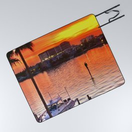 Clearwater Beach Boat Dock at Sunset Picnic Blanket