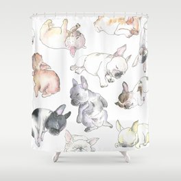 Sleepy French Bulldog Puppies Shower Curtain