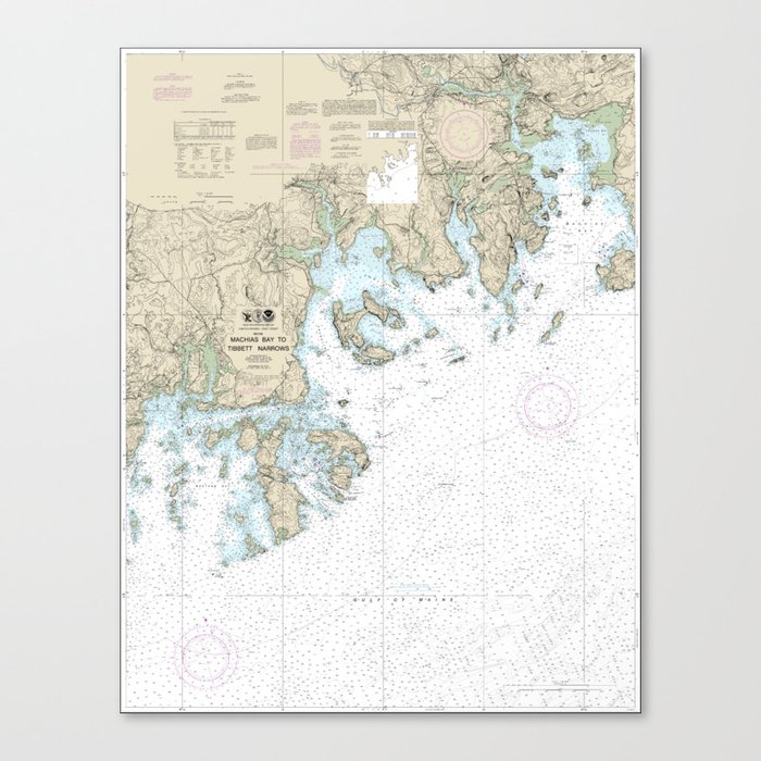 Machias Bay to Tibbett Narrows Maine Nautical Chart 13326 Canvas Print