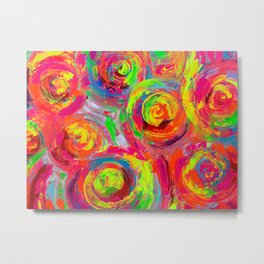 Abstract Relief Impasto Textured Modern Abstract Paintig - Detail from Gypsy Dance 11 Metal Print | Cercles, Gypsycolours, Texturedpainting, Neoncolours, Largepainting, Abstractpainting, Texturedabstract, Strongcolors, Gypsycolors, Reliefpainting 