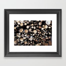 Timber Logs Stacked in a Forest Framed Art Print