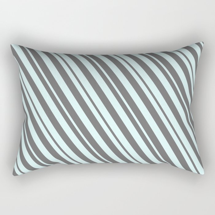 Light Cyan and Dim Grey Colored Lines/Stripes Pattern Rectangular Pillow