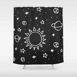 Planets Hand Drawn Shower Curtain