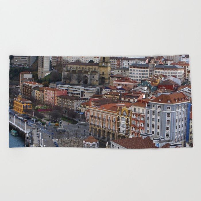 Spain Photography - Overview Over The City Of Gexto Beach Towel