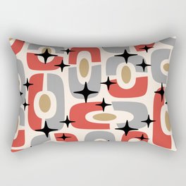 Mid Century Modern Cosmic Abstract 129 Red Gray Gold Black and Beige Rectangular Pillow