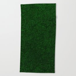 Vintage Floral Forest Emerald Green Beach Towel