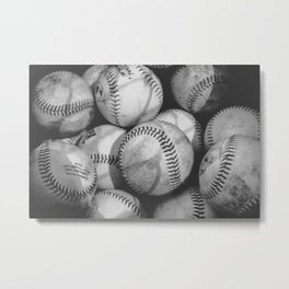 Baseballs in Black and White Metal Print | Nostalgic, Sporty, Sportsphotography, Artforkids, Bucketofbaseballs, Monochromatic, Athletic, Baseballphotography, Teamwork, Baseballstitches 