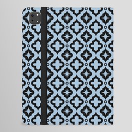 Pale Blue and Black Ornamental Arabic Pattern iPad Folio Case
