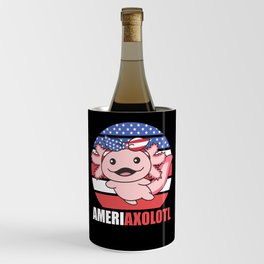 Ameriaxolotl Cute Axolotl With America Flag Wine Chiller