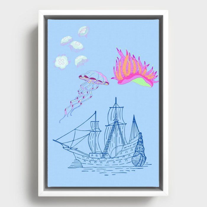 Boats By The Sea Framed Canvas
