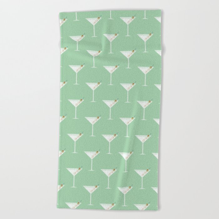 Vintage Mint Green Martini with Olives Beach Towel