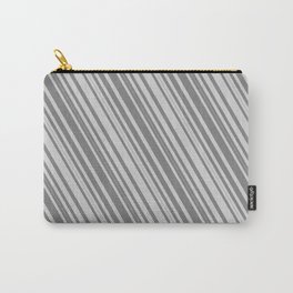 [ Thumbnail: Grey & Light Gray Colored Stripes/Lines Pattern Carry-All Pouch ]