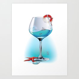 The stormy ocean in the wine glass Art Print