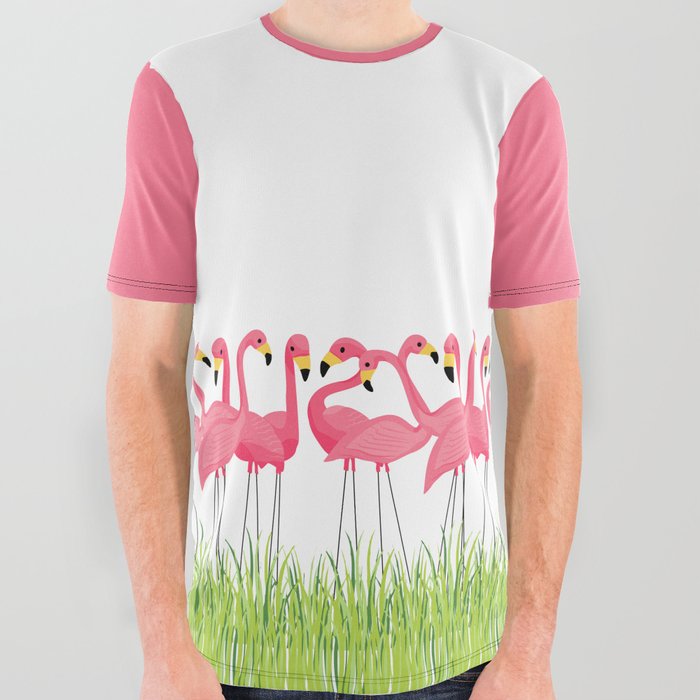 Cuban Pink Flamingos All Over Graphic Tee
