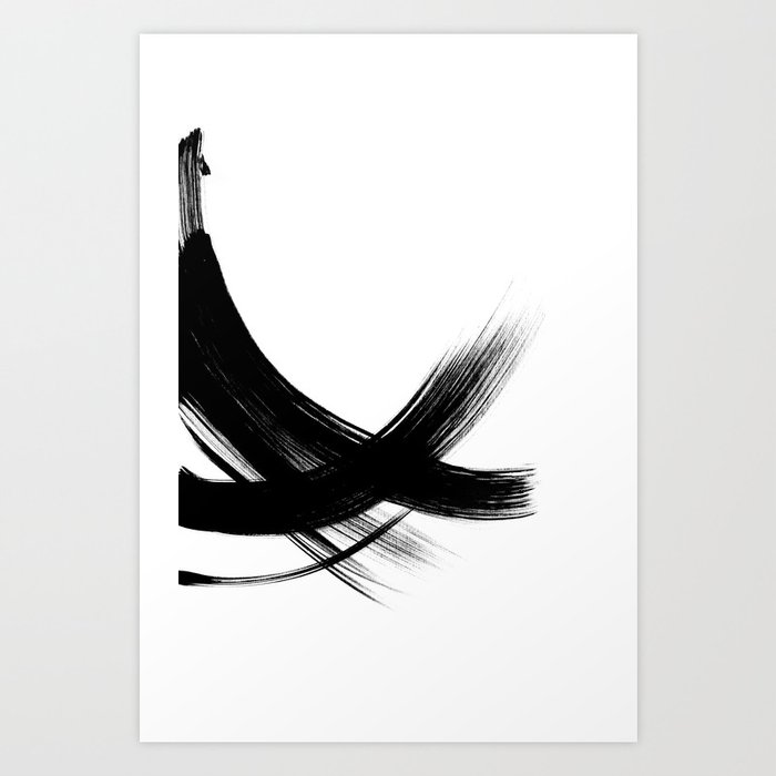 Black Abstract Brush Strokes nr 3 Art Print