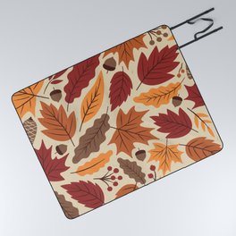 Vintage autumn leaves illustration seamless pattern Picnic Blanket
