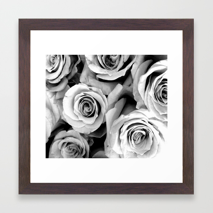 Black And White Roses Framed Art Print By Mariannamills Society6