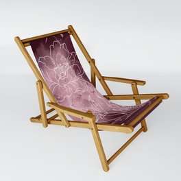 Dark Pink Watercolor Floral Outline Design Sling Chair