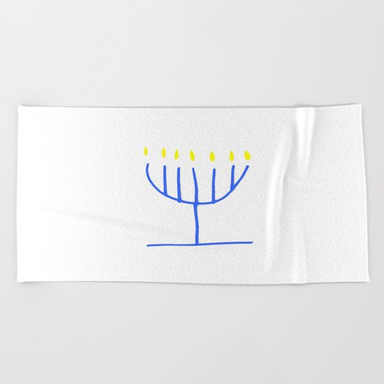 Blue Menorah Hanukkah Jewish Jew Judaism Festival Oflights Feast Of Dedication Jerusalem Lampstand Beach Towel By Oldking Society6