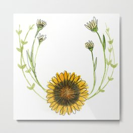 Floral arrangement #1 Metal Print | Floral, Drawing, Illustration, Mixed Media, Flowers, Vintage, Nature, Sunflower 