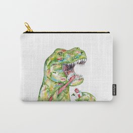T-rex brushing teeth dinosaur painting watercolour Carry-All Pouch