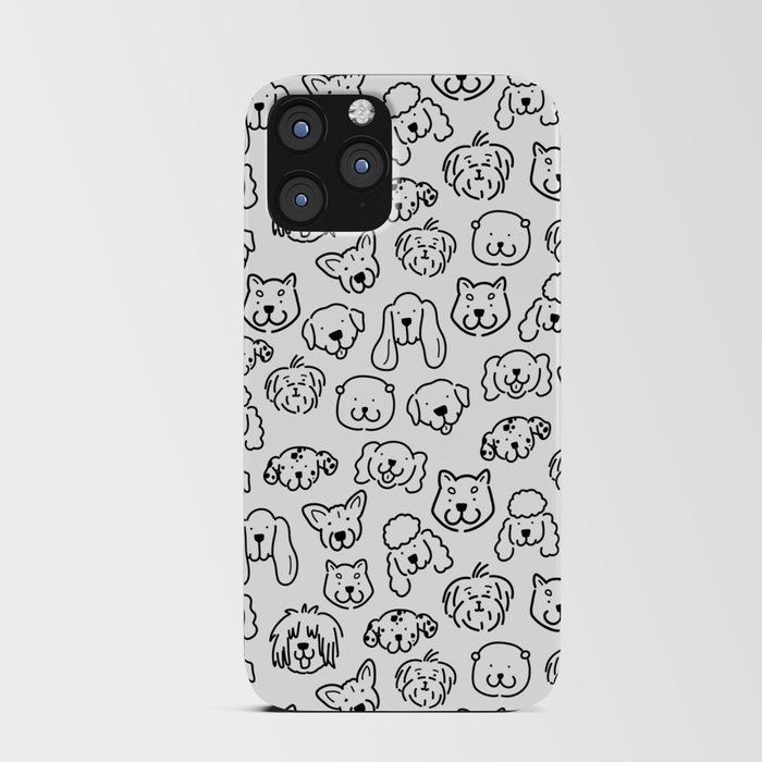Cute Black and White Dog Lineart pattern iPhone Card Case