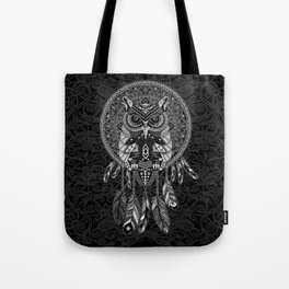 White Owl Dreamcatcher Aztec Pattern Tote Bag