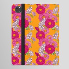 Retro Mid-Century Modern Mums Floral Wallpaper Orange iPad Folio Case