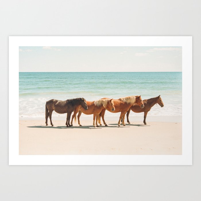 Summer Beach Horses Art Print