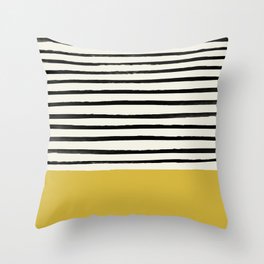 Mustard Yellow & Stripes Throw Pillow
