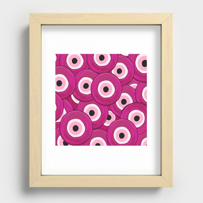 Watercolor Pink Evil Eye Recessed Framed Print