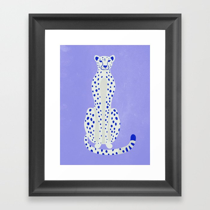Periwinkle Cheetah Framed Art Print