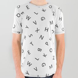 The Missing Letter Alphabet W&B All Over Graphic Tee